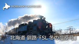 【一生に一度は見たい北海道の絶景】ドローン空撮 北海道 釧路「SL冬の湿原号」／A steam locomotive in Kushiro Wetland , Hokkaido