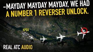 REVERSER UNLOCK During Climb out of Portland International. American Airlines Airbus A320. REAL ATC