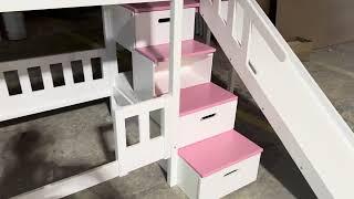 Wie sieht ein Etagenbett mit Treppe und Rutsche aus? @KinderBettFabrik  #kinder #kinderzimmer