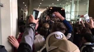 Newcastle fans greeting Sunderland fans