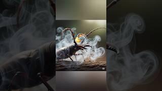 when the Bombardier beetle sprays the longhorn beetle straight in the face