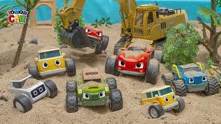 Playing sand With Tomoncar | Construction Vehicles nursery rhyme Kids Songs Tomoncar World