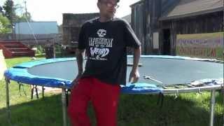 Sword Swallower Eric Odditorium Jumps on Trampoline