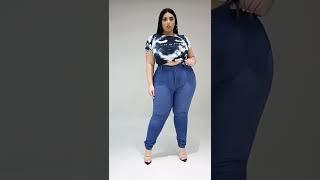 Plus Size Blue Jeans And Fancy Top | Plus Size Model | #shorts #youtubeshorts #status #plussize