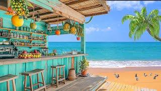 Tropical Beach Cafe Ambience with Upbeat Bossa Nova Music & Calm Ocean Sound for Good Mood, Chill