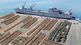 US Unloading Billions $ Worth of Scary Military Hardware at European Port