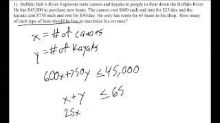 Linear Programming Word Problem Setup