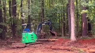 Knocking Down Trees with a John Deere Backhoe!  #oami #landmanagement #adventureprep