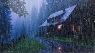 HEAVY RAIN on Roof for Deep Sleep & Insomnia Relief | Night Thunderstorm for Insomnia, Study, Relax