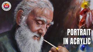 Secret of Portrait Painting in Acrylic | Old Men With Beard Acrylic Portrait By Debojyoti Boruah