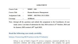 IGNOU MMPC-002 Solved Assignment July 2024 Jan 2025 [FREE] || IGNOU MBA || Human Resource Management