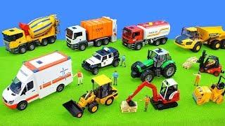 Toys Working in Agriculture: Vehicles Unboxing, Excavator, Fire Engine & Building Trucks for Kids