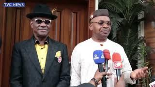 Udom Emmanuel Meets With Nyesom Wike, Samuel Ortom Over PDP Crisis