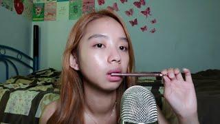 ASMR pen nibbling, lip smacking and sticky tapping (Custom Video)