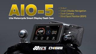 Chigee AIO-5 Lite Motorcycle Headunit Singapore (Smart Display Navi/Dash Cam/Blind Spot Monitor)