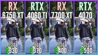 RX 6750 XT vs RTX 4060 TI vs RX 7700 XT vs RTX 4070 - Test in 20 Games