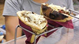 Trapizzino. Small Pizza-Sandwich Filled of Yummy Ingredients. Street Food from Rome, Italy