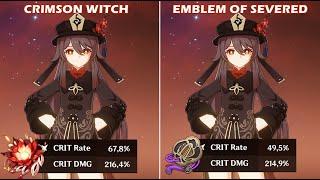 Hu Tao Crimson Witch vs Emblem of Severed Fate - Damage Comparison | Genshin Impact 原 神