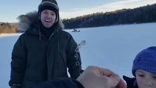 a fish for Garik! ice fishing in Stowe Vermont