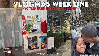 VLOGMAS 23’ WEEK ONE| Date night in NYC, Burr Basket Exchange, Xmas photos, & fun with my boo