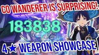 C0 Wanderer is SURPRISING! 4 Weapon Showcase! Genshin Impact