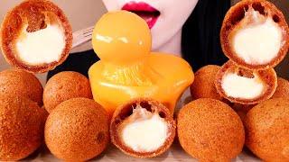 ASMR CHEESE BALLS, CHEESE SAUCE eating sounds MUKBANG맘스터치 바삭크림치즈볼과 치즈소스 먹방