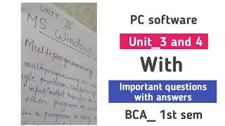 Pc software, unit 3 and 4 + most important questions for exam with solutions