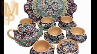 Tea Set Minakari Art pottery Persian Handicrafts