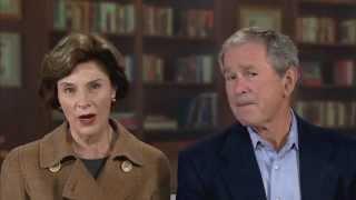 Laura and George Bush congratulate Katharine Armstrong