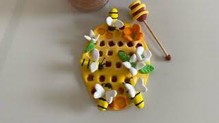 how to make  honey bee comb  clay with me-/Easy model crafts tutorial