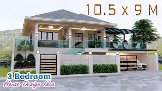 ELEVATED HOUSE DESIGN IDEA | 10.5m X 9m | 3 Bedroom Pinoy house