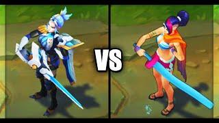 Pulsefire Fiora vs Pool Party Fiora Epic Skins Comparison (League of Legends)