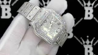 Baguette Limited Edition Iced Out Square CZ Steel Bust Down Watch | Hip Hop Bling Wristwear