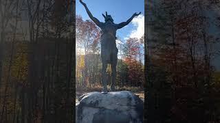 HAIL TO THE SUNRISE ️#statue #sunrise #native #chief #amazing #nature #art #adventure