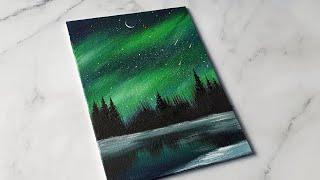 easy way to paint the northern lights / acrylic painting ideas for beginners ️