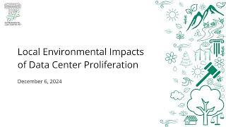 Local Environmental Impacts of Data Center Proliferation