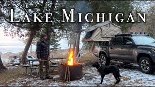 Winter Rooftop Tent Camping on Lake Michigan