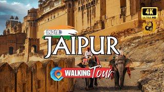 Exploring Jaipur [India ] 4K Walking Tour | Amber Fort and Pink City Tour