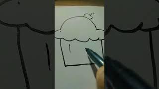 Easy beautiful  cupcake  drawing ️