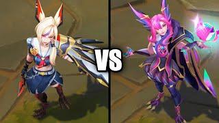 Battle Academia Xayah vs Star Guardian Xayah Legendary Skins Comparison (League of Legends)