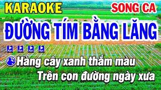 Karaoke Đường Tím Bằng Lăng Song Ca Nhạc Sống 2024 | Karaoke Phi Long