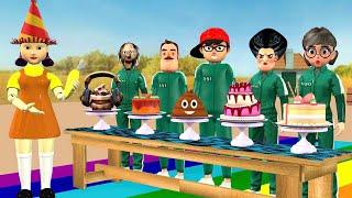 Can Scary Teacher 3D Beat Squid Game in 5 Birthday Cake Making Challenge?