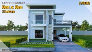 Small House Design | 8m x 8m | 2 Storey  with 3 Bedroom