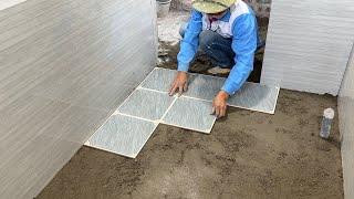 Amazing Techniques Construction Tile Bathroom Floor With Ceramic Tile