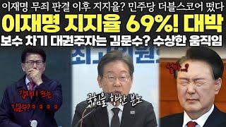 무죄 판결 이후 지지율? 이재명 지지율 69% 대박! 더블스코어 떴다!