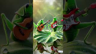 Morning Symphony Grasshoppers Strumming Guitars on Dewy Leaves  #3danimation #creativeanimation