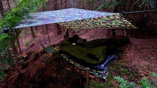 Forest Wild Camping - Using a Wood Gas Stove and British Army Basha