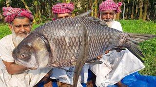 25KG Giant Catla Fish Cutting - Carp Fish Curry Recipe Of Grandpa - Food For Old Age Special people