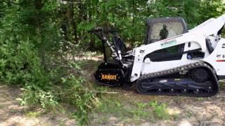 Bobcat T 770 skidsteer tracked loader with Bandit Forestry Mulcher demo