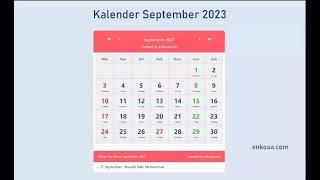 Kalender Bulan September 2023 Lengkap